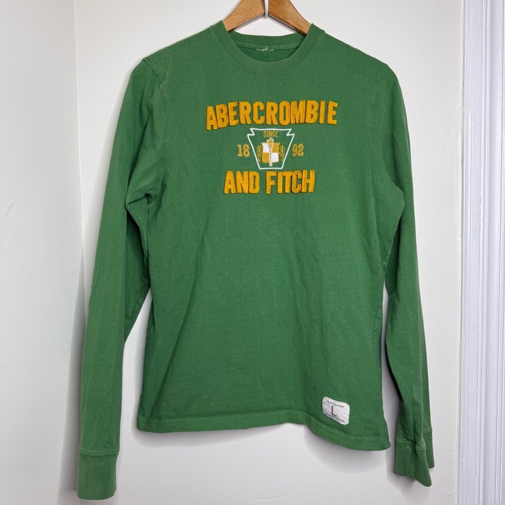 Y2K Abercrombie & Fitch long sleeve shirt shirt Men’s Sz Large Cotton Green Crew